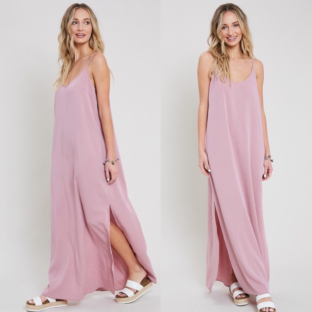 Blush Pink Spaghetti Strap Maxi Dress